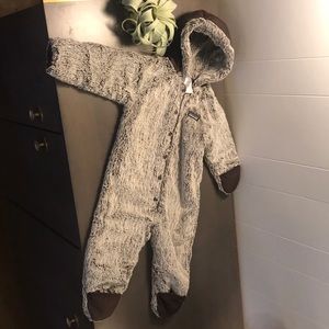 Patagonia unisex insulated hooded onsie.
